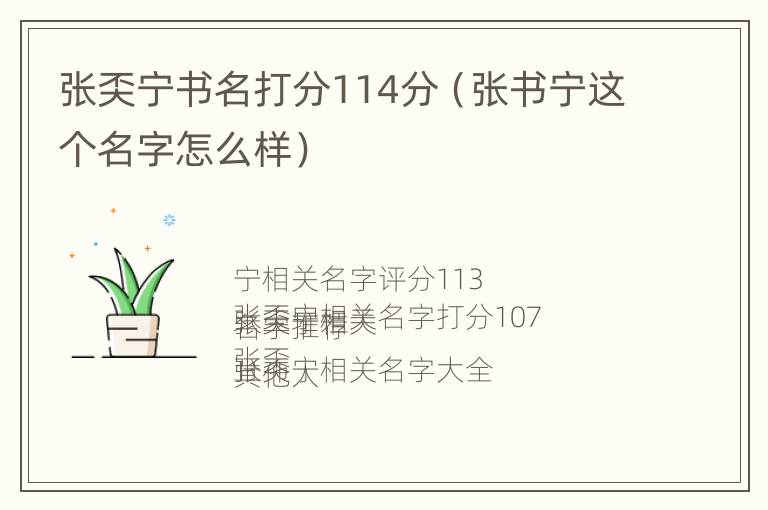 张奀宁书名打分114分（张书宁这个名字怎么样）