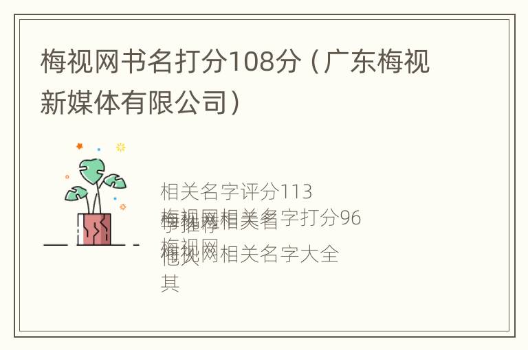 梅视网书名打分108分（广东梅视新媒体有限公司）