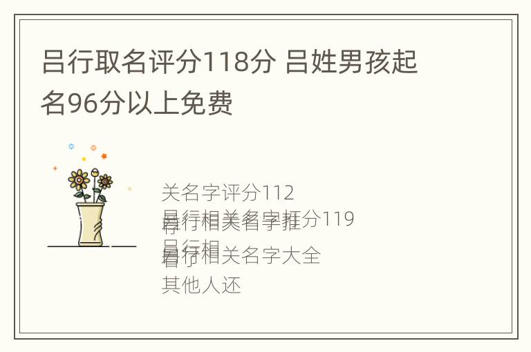 吕行取名评分118分 吕姓男孩起名96分以上免费