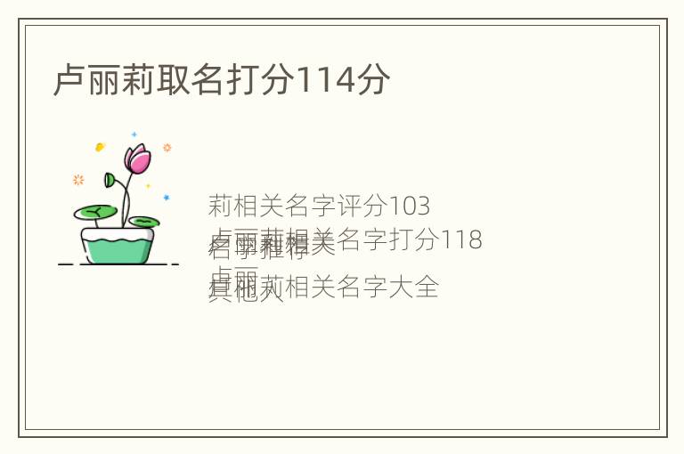 卢丽莉取名打分114分