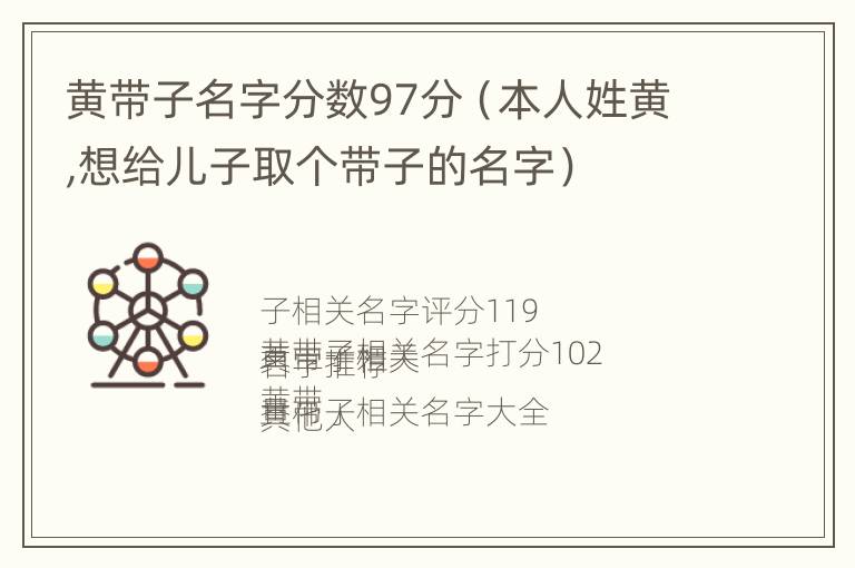 黄带子名字分数97分（本人姓黄,想给儿子取个带子的名字）