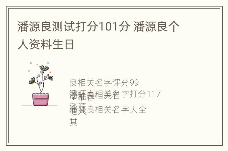 潘源良测试打分101分 潘源良个人资料生日