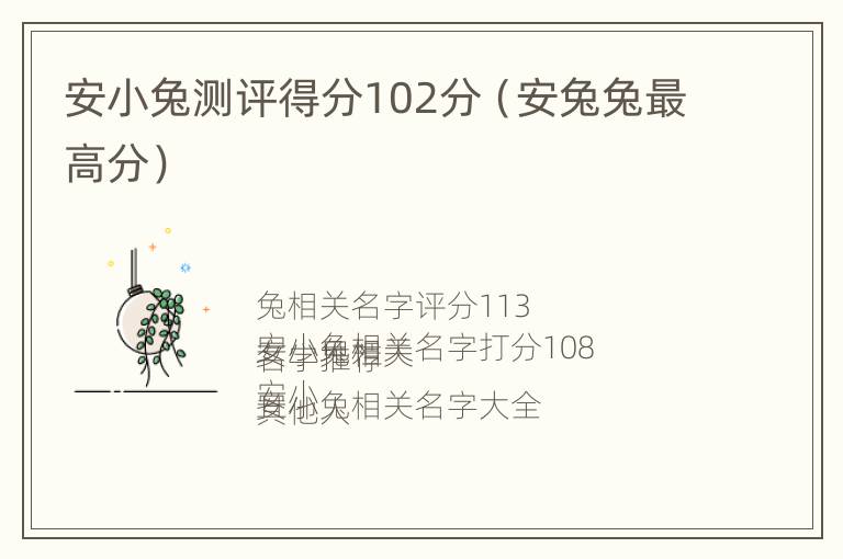 安小兔测评得分102分（安兔兔最高分）