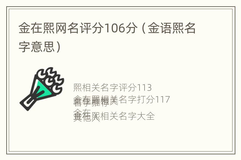 金在熙网名评分106分（金语熙名字意思）