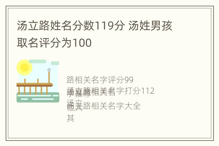 汤立路姓名分数119分 汤姓男孩取名评分为100