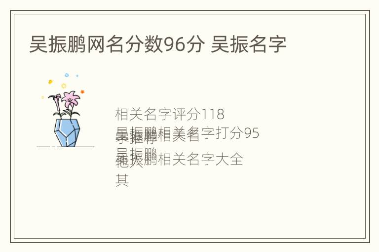 吴振鹏网名分数96分 吴振名字