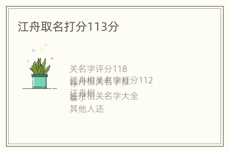 江舟取名打分113分