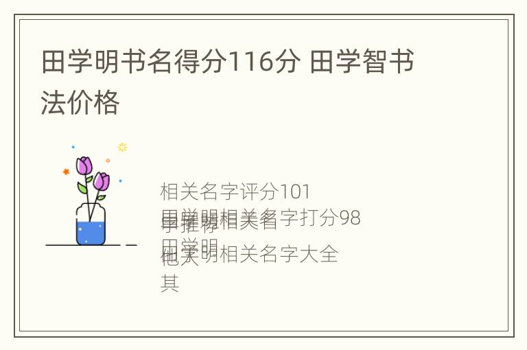 田学明书名得分116分 田学智书法价格