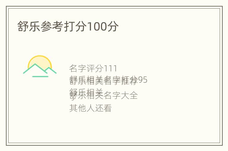 舒乐参考打分100分