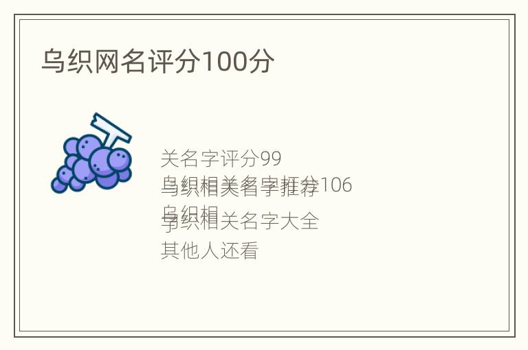 乌织网名评分100分