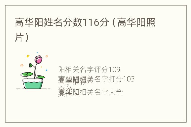 高华阳姓名分数116分（高华阳照片）