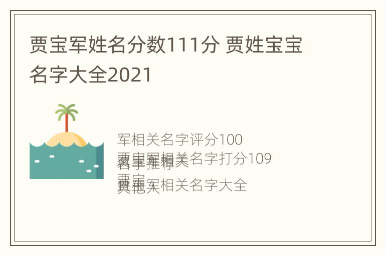 贾宝军姓名分数111分 贾姓宝宝名字大全2021