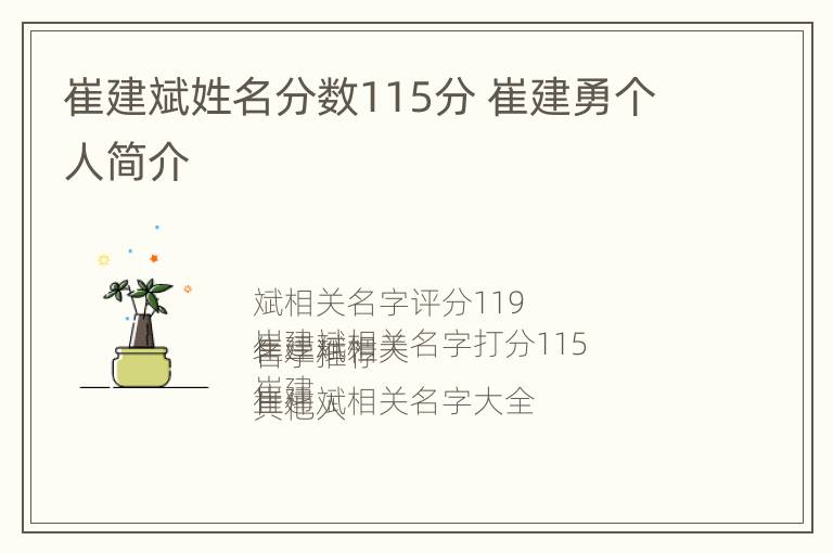 崔建斌姓名分数115分 崔建勇个人简介