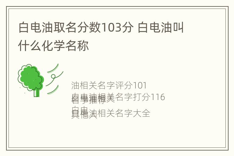 白电油取名分数103分 白电油叫什么化学名称