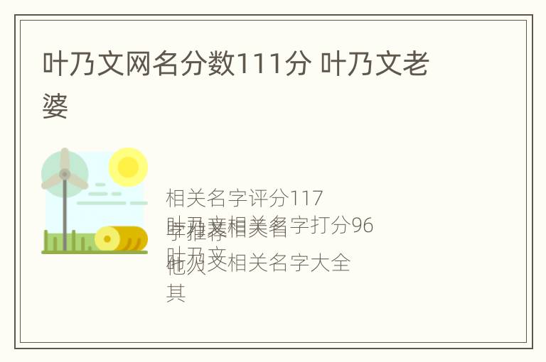 叶乃文网名分数111分 叶乃文老婆