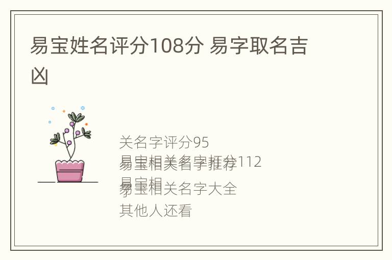 易宝姓名评分108分 易字取名吉凶