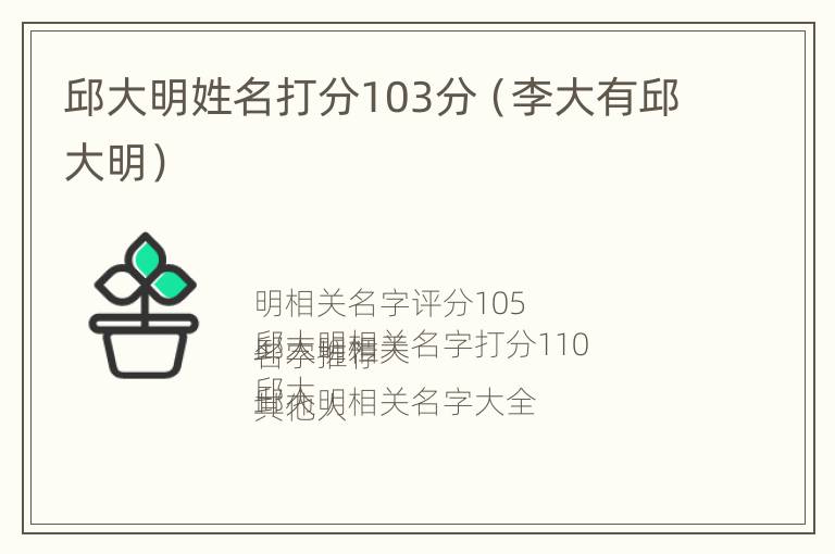 邱大明姓名打分103分（李大有邱大明）