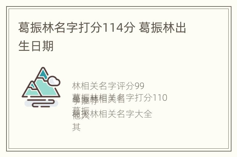 葛振林名字打分114分 葛振林出生日期