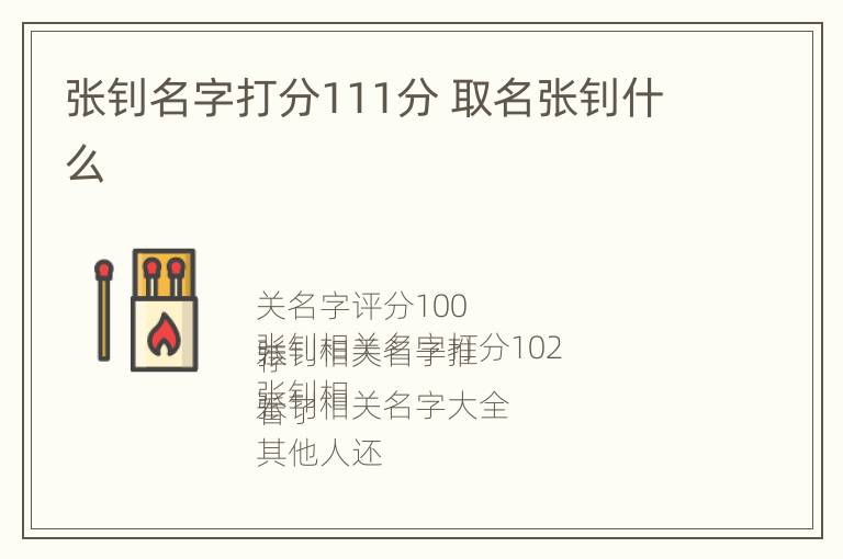 张钊名字打分111分 取名张钊什么