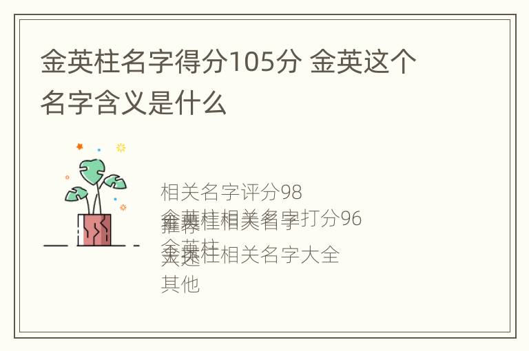 金英柱名字得分105分 金英这个名字含义是什么