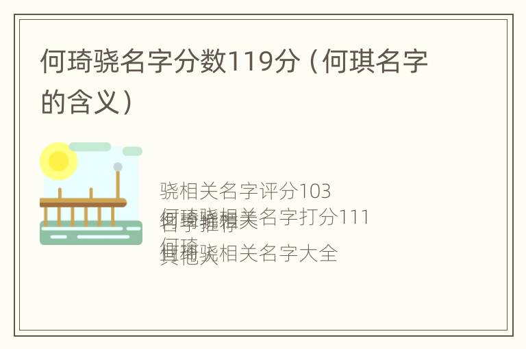 何琦骁名字分数119分（何琪名字的含义）