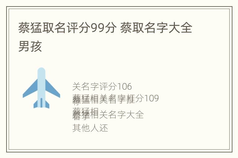 蔡猛取名评分99分 蔡取名字大全男孩