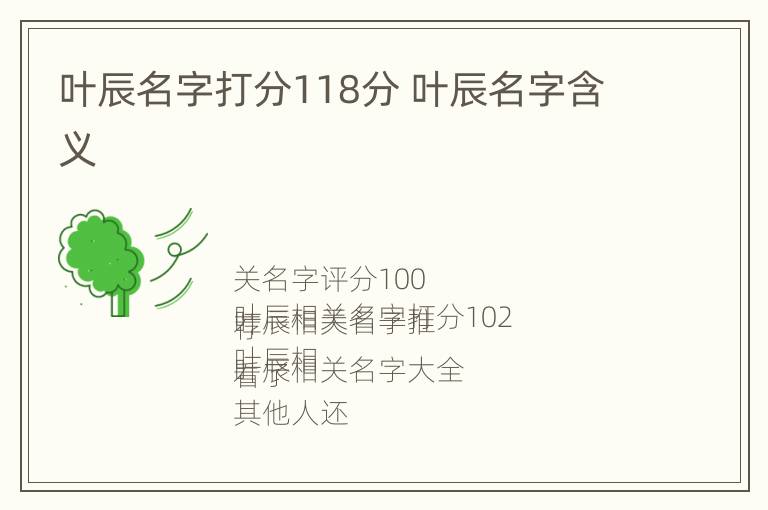 叶辰名字打分118分 叶辰名字含义