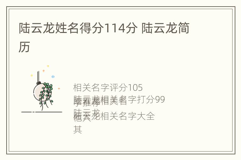 陆云龙姓名得分114分 陆云龙简历