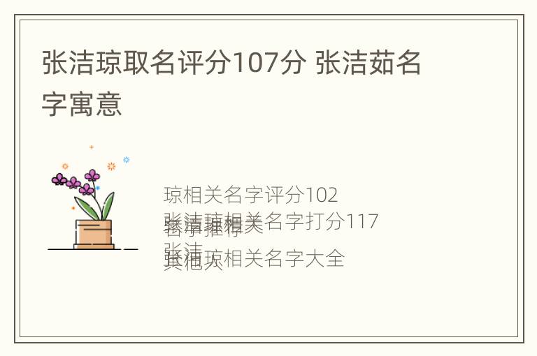 张洁琼取名评分107分 张洁茹名字寓意