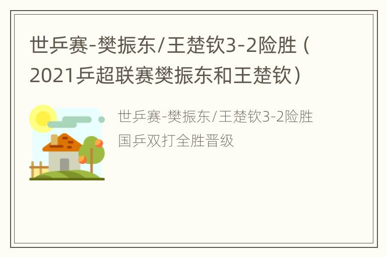 世乒赛-樊振东/王楚钦3-2险胜（2021乒超联赛樊振东和王楚钦）