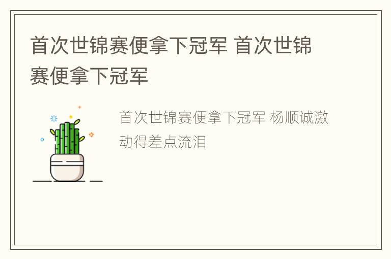 首次世锦赛便拿下冠军 首次世锦赛便拿下冠军