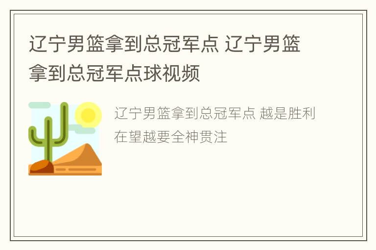 辽宁男篮拿到总冠军点 辽宁男篮拿到总冠军点球视频