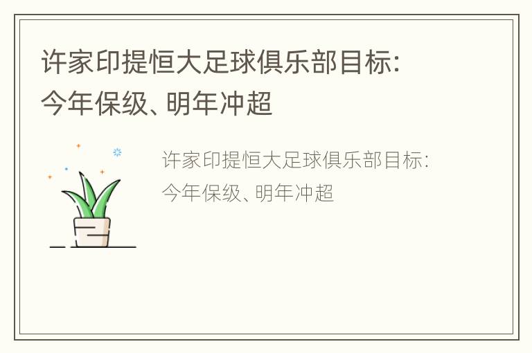 许家印提恒大足球俱乐部目标：今年保级、明年冲超