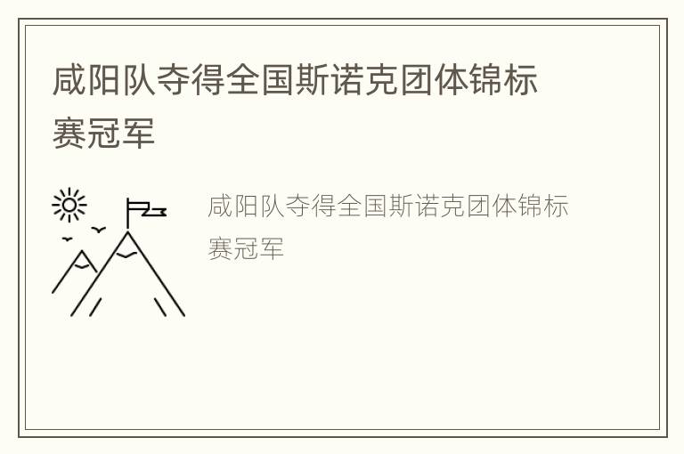 咸阳队夺得全国斯诺克团体锦标赛冠军