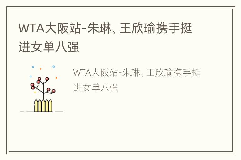 WTA大阪站-朱琳、王欣瑜携手挺进女单八强