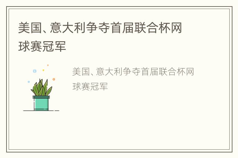 美国、意大利争夺首届联合杯网球赛冠军