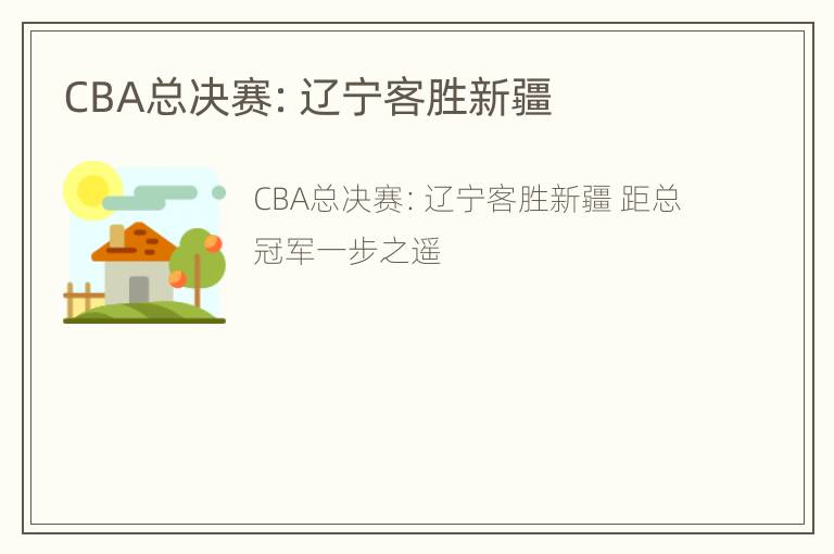 CBA总决赛：辽宁客胜新疆