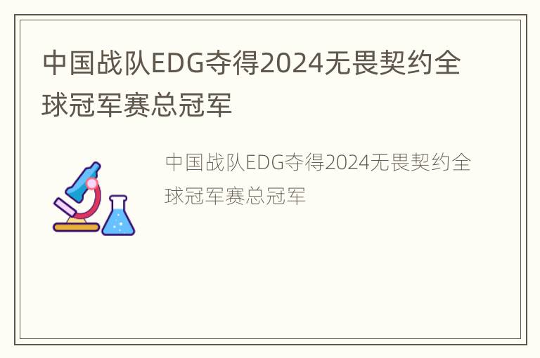 中国战队EDG夺得2024无畏契约全球冠军赛总冠军