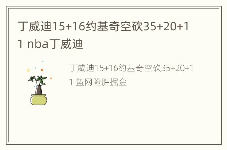 丁威迪15+16约基奇空砍35+20+11 nba丁威迪