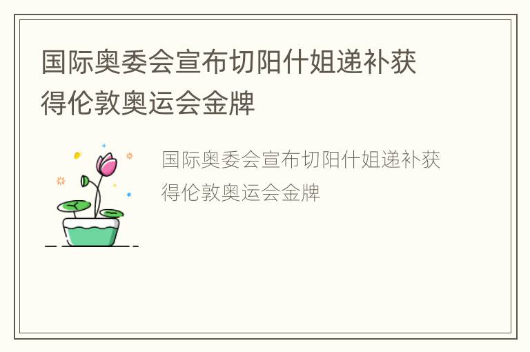 国际奥委会宣布切阳什姐递补获得伦敦奥运会金牌