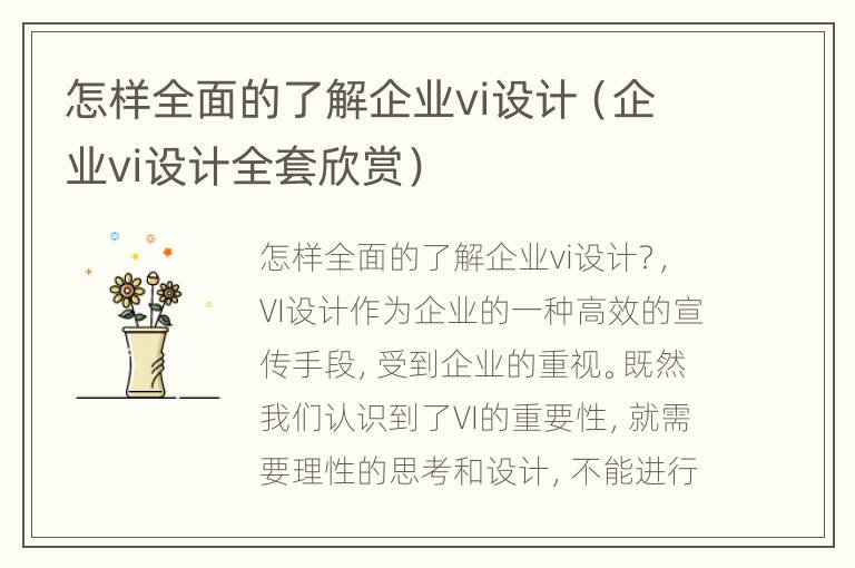 怎样全面的了解企业vi设计（企业vi设计全套欣赏）