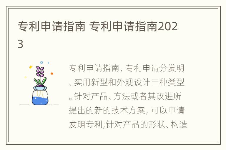 专利申请指南 专利申请指南2023