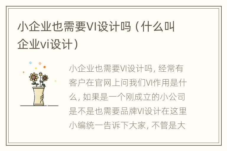 小企业也需要VI设计吗（什么叫企业vi设计）