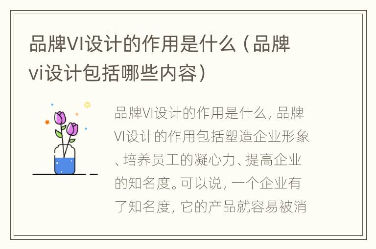 品牌VI设计的作用是什么（品牌vi设计包括哪些内容）