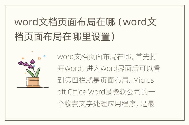 word文档页面布局在哪（word文档页面布局在哪里设置）