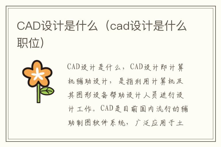 CAD设计是什么（cad设计是什么职位）