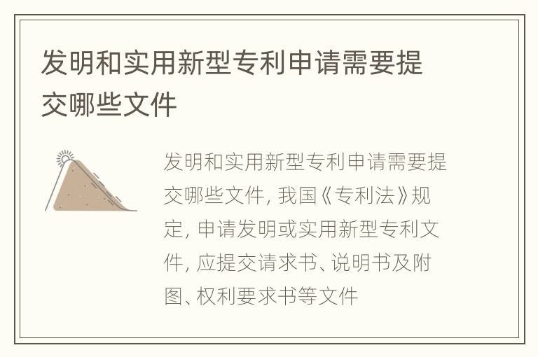 发明和实用新型专利申请需要提交哪些文件