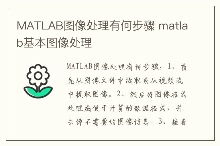 MATLAB图像处理有何步骤 matlab基本图像处理