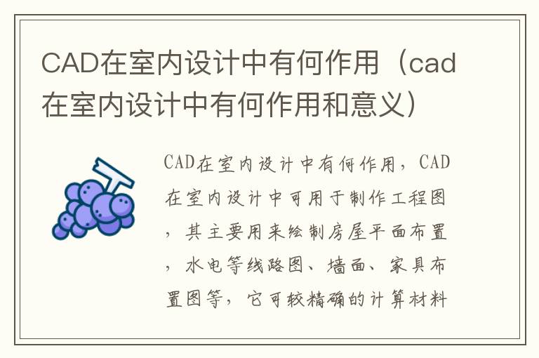 CAD在室内设计中有何作用（cad在室内设计中有何作用和意义）