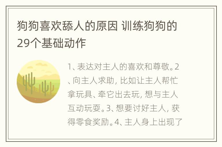 狗狗喜欢舔人的原因 训练狗狗的29个基础动作